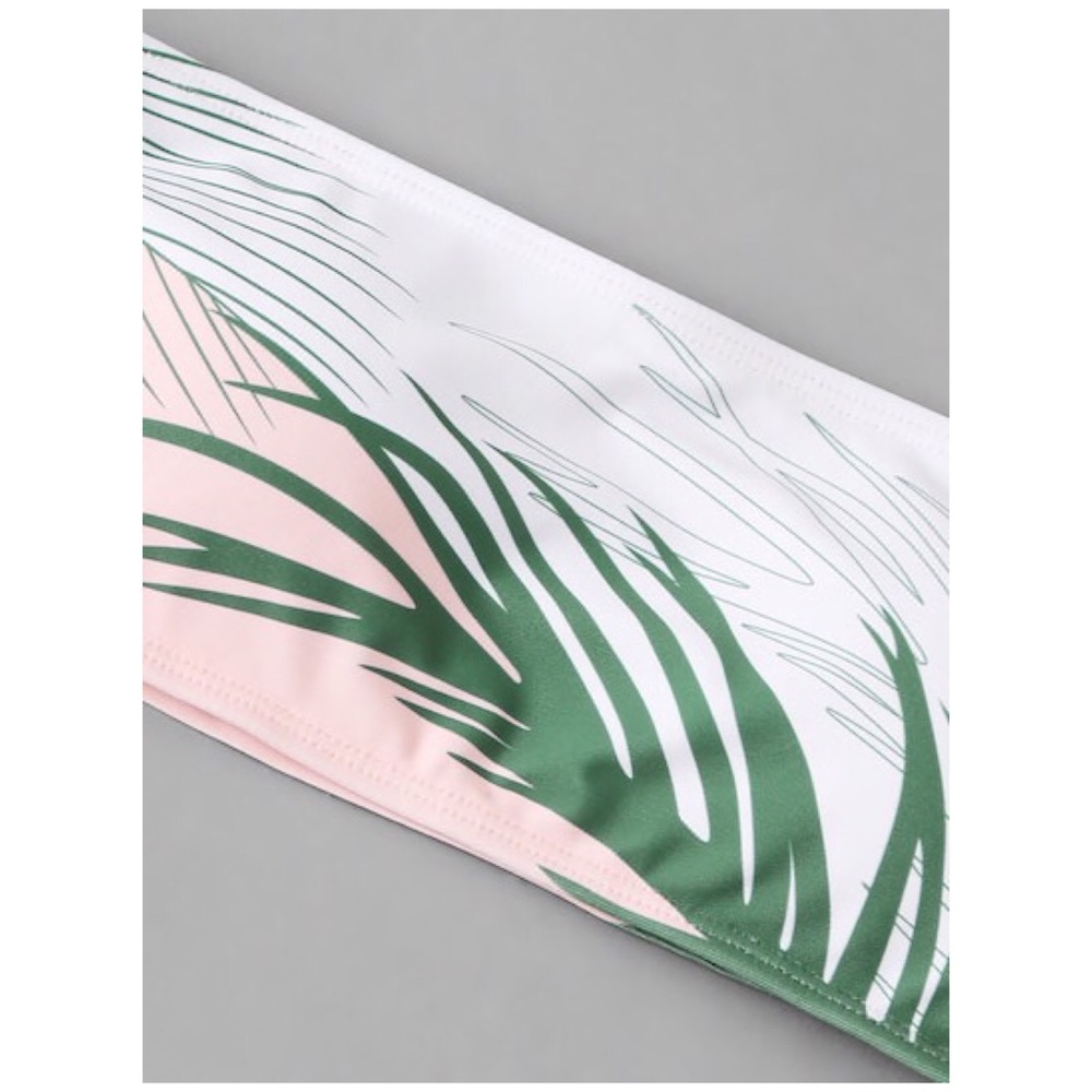 Palm Leaf Bandeau Ladder High Waist Bikini - Picture 3 of 5